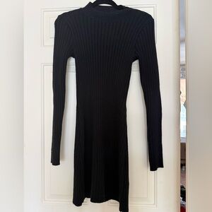 Hollister Black Long Sleeve Ribbed Dress